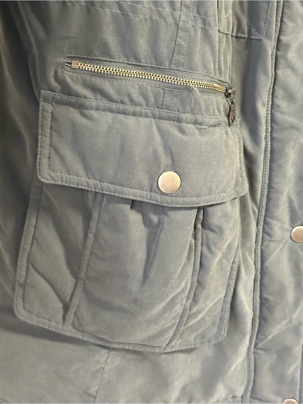Halogen Utility Jacket with Faux Fur Trim Size 1X in olive green New Without tag - Picture 6 of 8